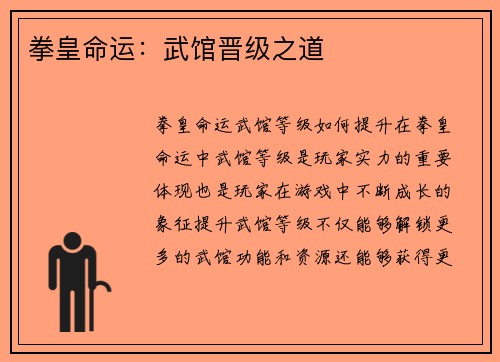 拳皇命运：武馆晋级之道
